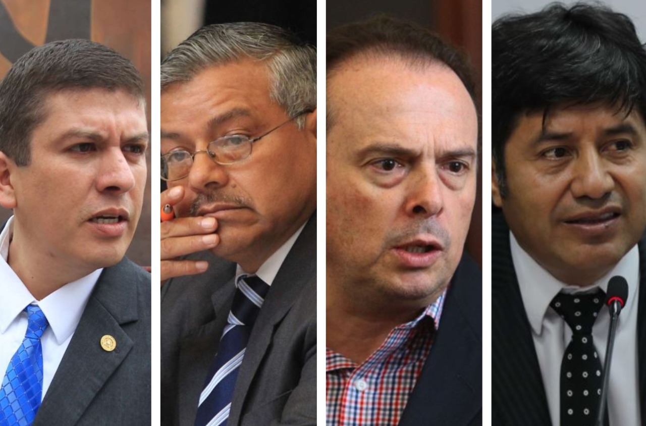 Los diputados Gustavo Medrano, Marco Antonio Orozco, Juan José Porras y Haroldo Quej podrán mantener su inmunidad. (Foto Prensa Libre)