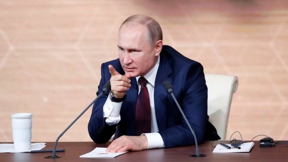 El presidente Vladimir Putin habló durante cuatro horas en su conferencia de prensa anual en Moscú. Foto: Reuters