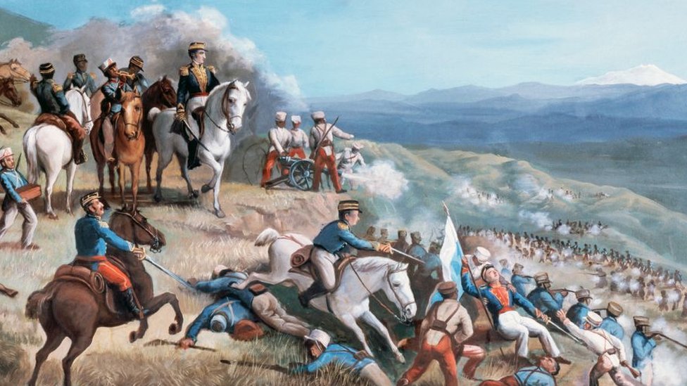 Las tropas de Bolívar y las milicias realistas del pastuso Agustín Agualongo no solo se enfrentaron en Pasto, también en territorios que después conformarían Ecuador. Foto:Getty Images
