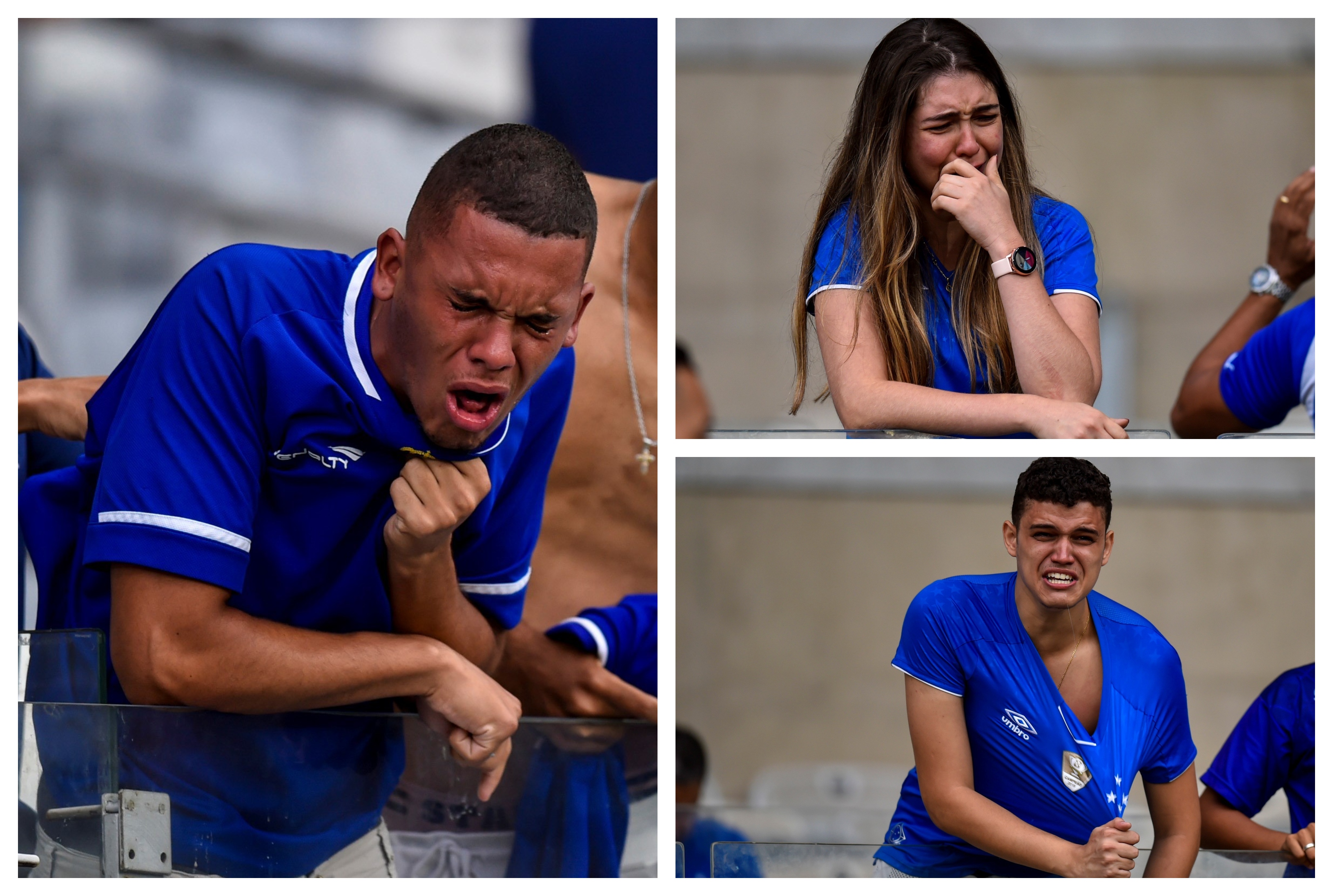 Los aficionados del Cruzeiro no pudieron contener las lágrimas. (Foto Prensa Libre: EFE)