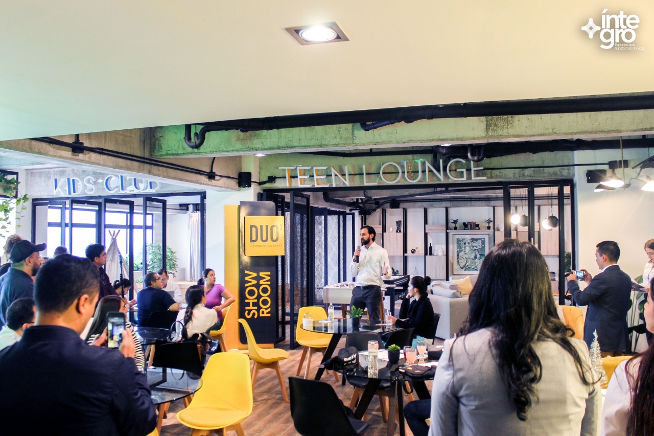 En el área de amenidades presentaron el nuevo edificio Duo. (Foto Prensa Libre: cortesía DUO)