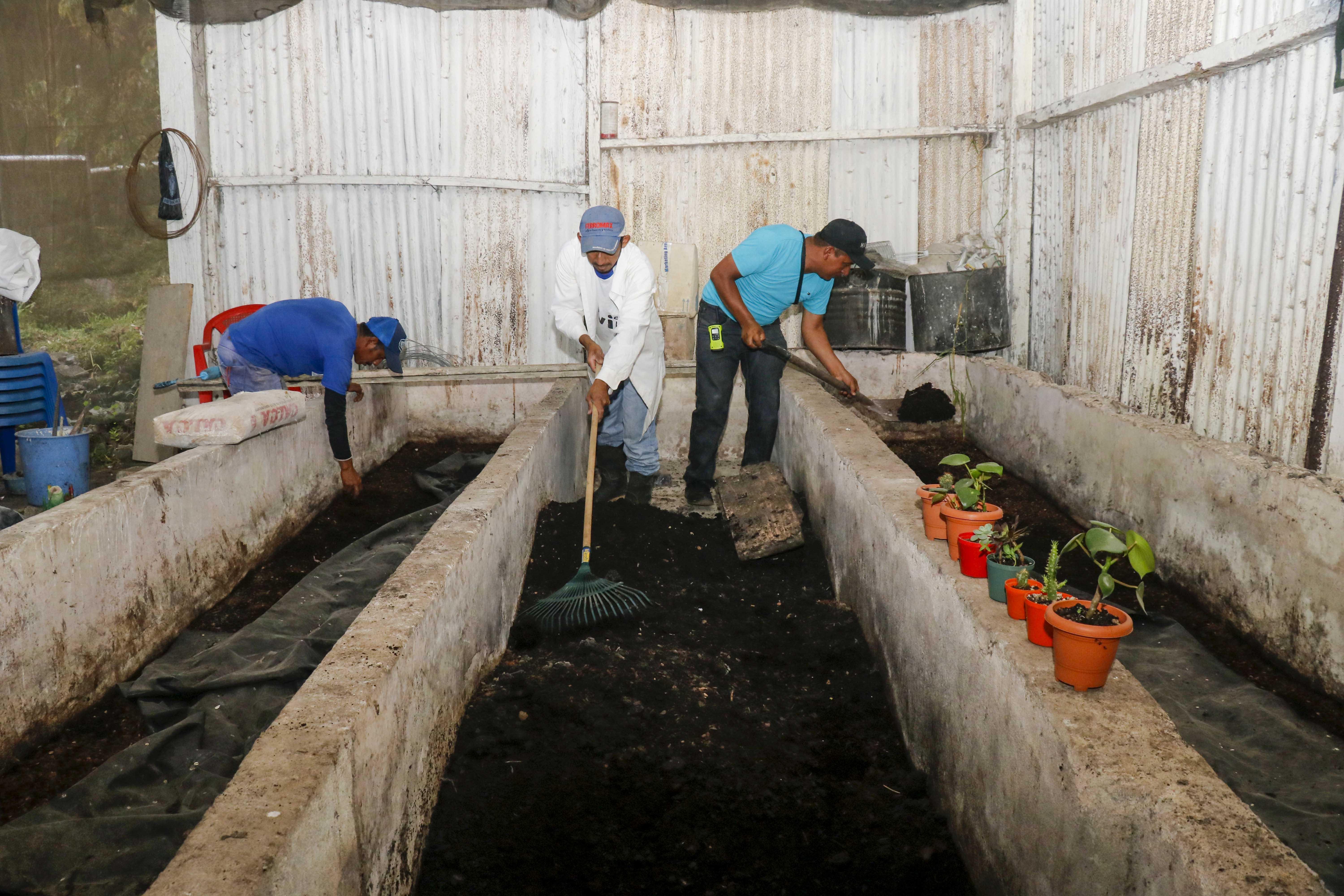 Comunitarios de Loma Linda, El Palmar, Quetzaltenango, producen fertilizante orgánico desde hace 10 años que sirve para los cultivos de café en la zona.  (Foto Prensa Libre: Rolando Miranda)