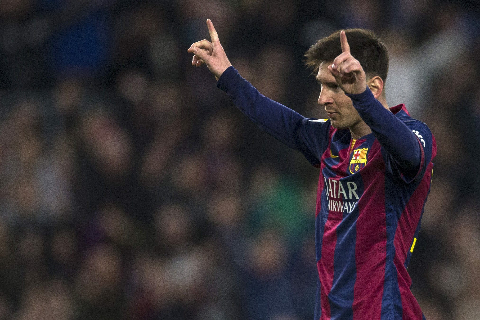 Leo Messi celebra el éxito del Barcelona. (Foto Prensa Libre: EFE)