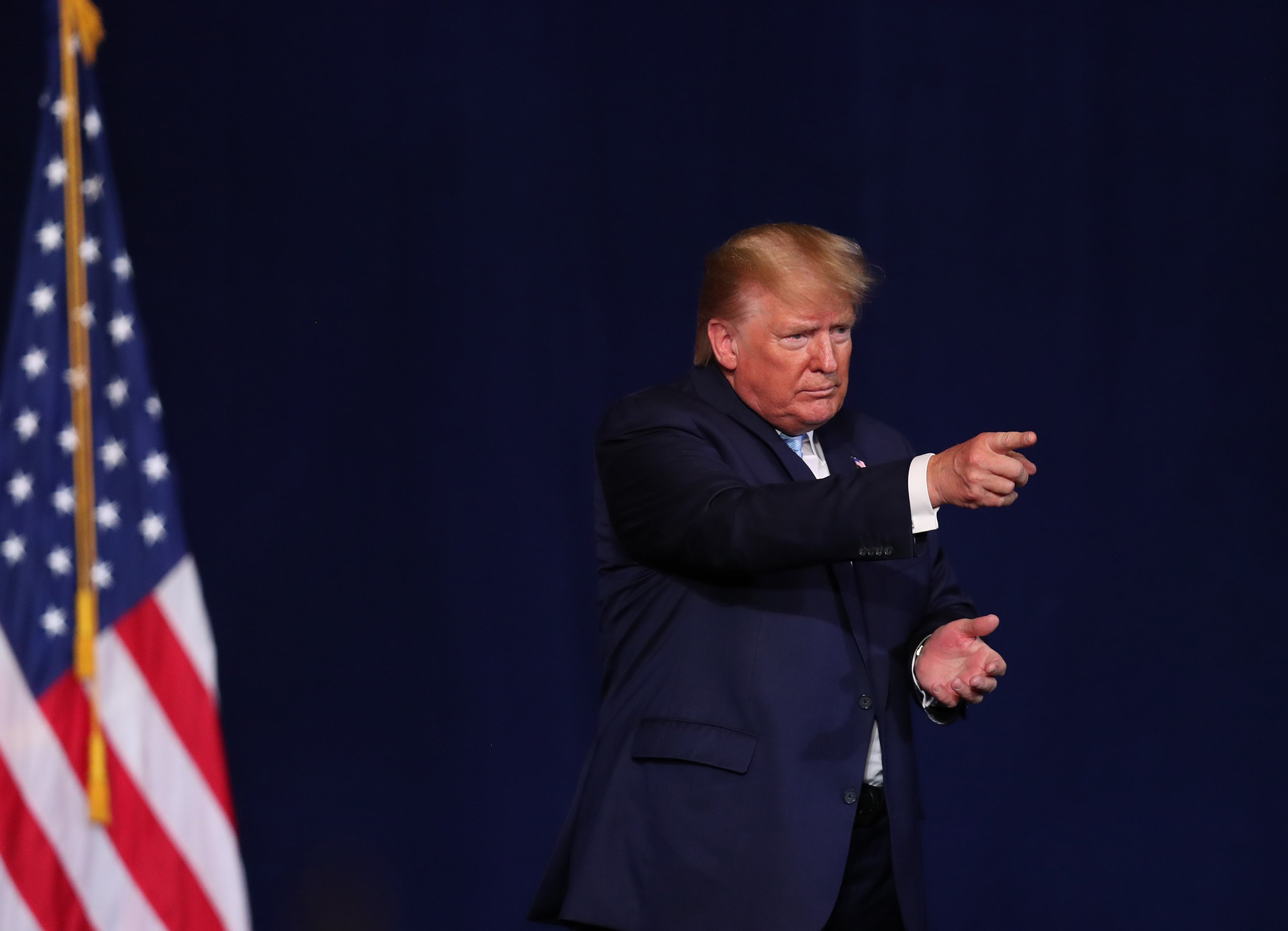 Donald Trump, presidente de Estados Unidos, durante un encuentro con evangélicos en Florida. (Foto Prensa Libre: AFP)