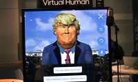 LAS VEGAS, NEVADA - JANUARY 08: An image of U.S. President Donald Trump is displayed as part of an artificial intelligence demonstration at the Saltlux booth during CES 2020 at the Las Vegas Convention Center on January 8, 2020 in Las Vegas, Nevada. CES, the world's largest annual consumer technology trade show, runs through January 10 and features about 4,500 exhibitors showing off their latest products and services to more than 170,000 attendees.   David Becker/Getty Images/AFP
== FOR NEWSPAPERS, INTERNET, TELCOS & TELEVISION USE ONLY ==