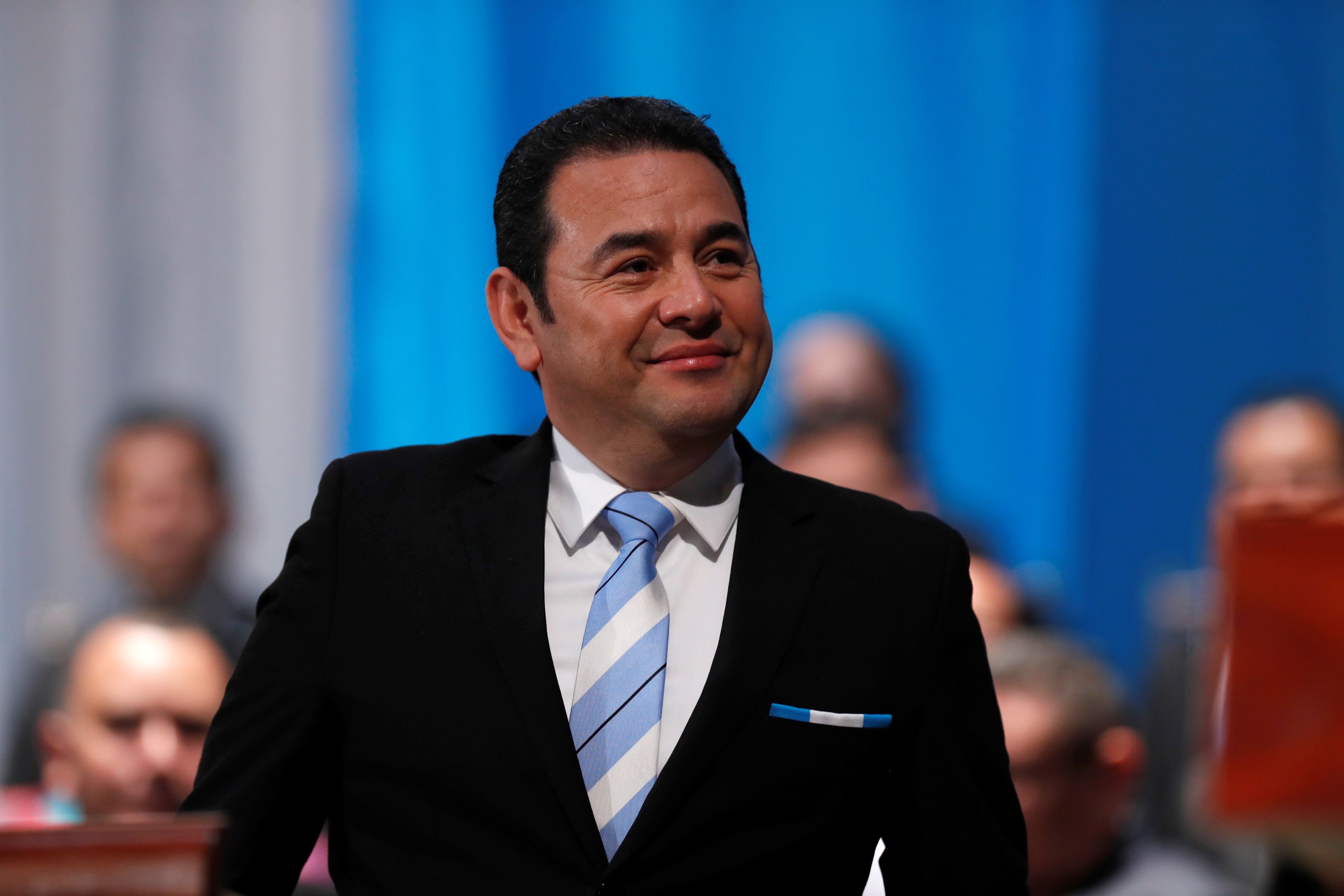 Jimmy Morales, asiste a la investidura del nuevo presidente, Alejandro Giammattei, el martes 14 de enero de 2020. (Foto Prensa Libre: HemerotecaPL)