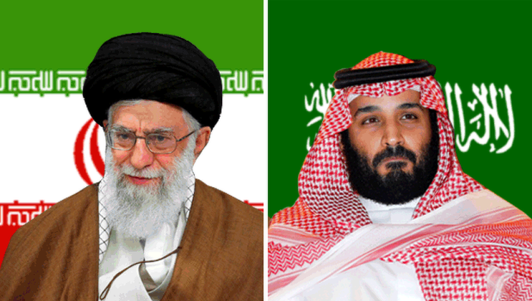 El ayatolá Ali Jamenei, líder de Irán, y el príncipe Mohammed bin Salman, príncipe heredero de Arabia Saudí. GETTY IMAGES