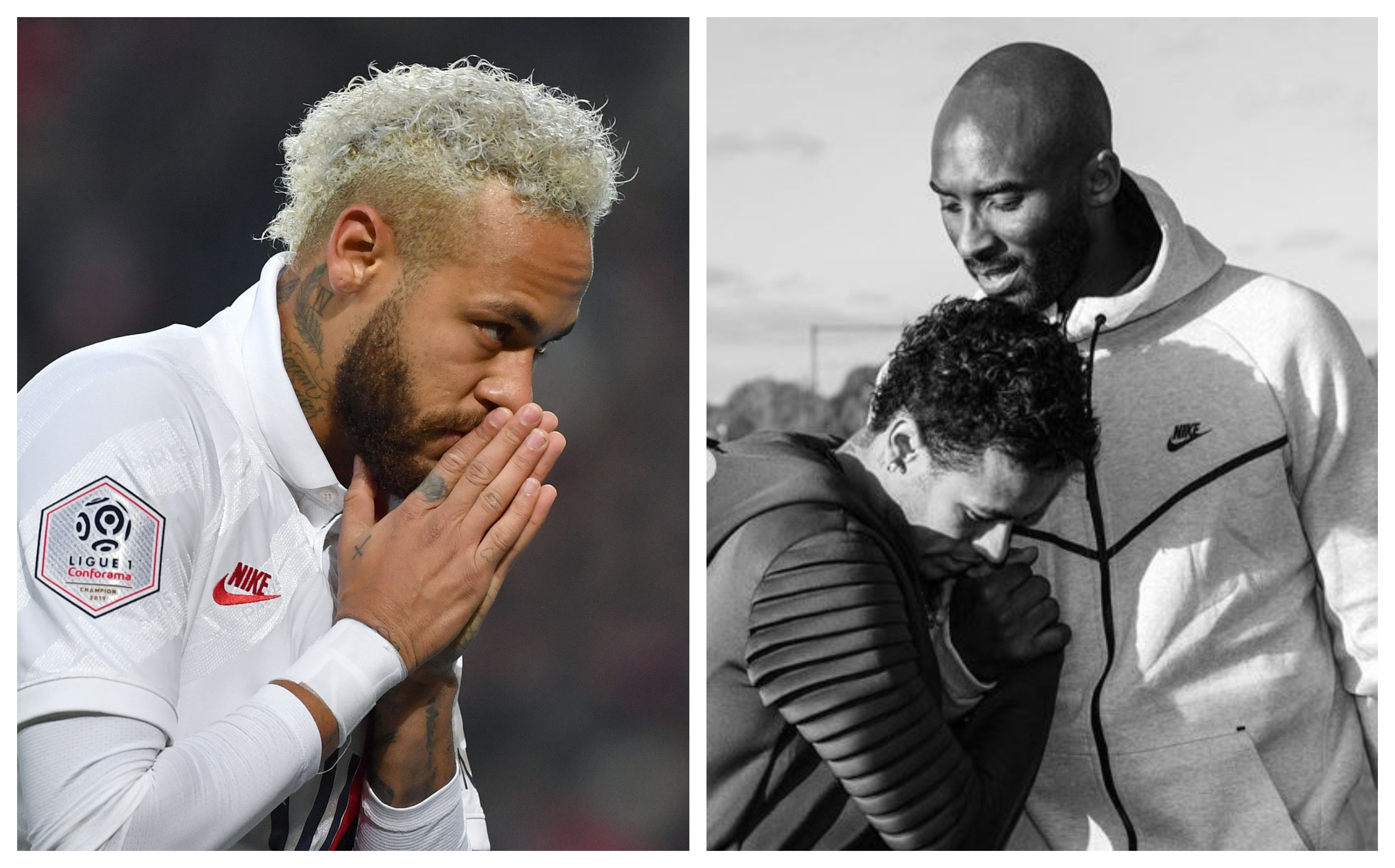 Neymar lamentó la muerte de Kobe Bryant y le dedicó un gol. (Foto Prensa Libre: AFP e Instagram Neymar Jr.)