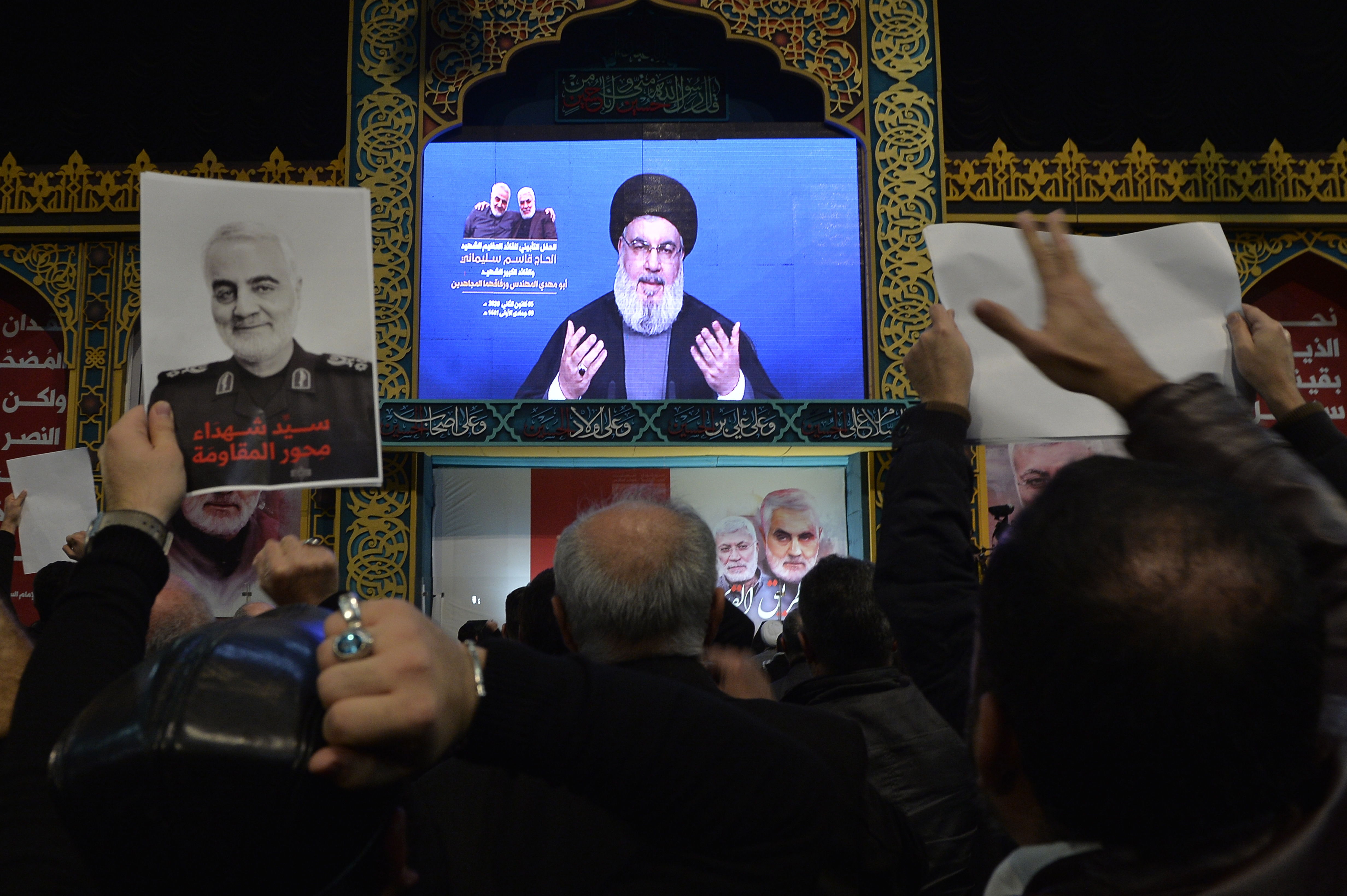 Hassan Nasrallah, secretario general del partido político y paramilitar libanés chií Hezbolá, envió a Estados Unidos una fuerte amaneza para que salga de la región. (Foto Prensa Libre: EFE)