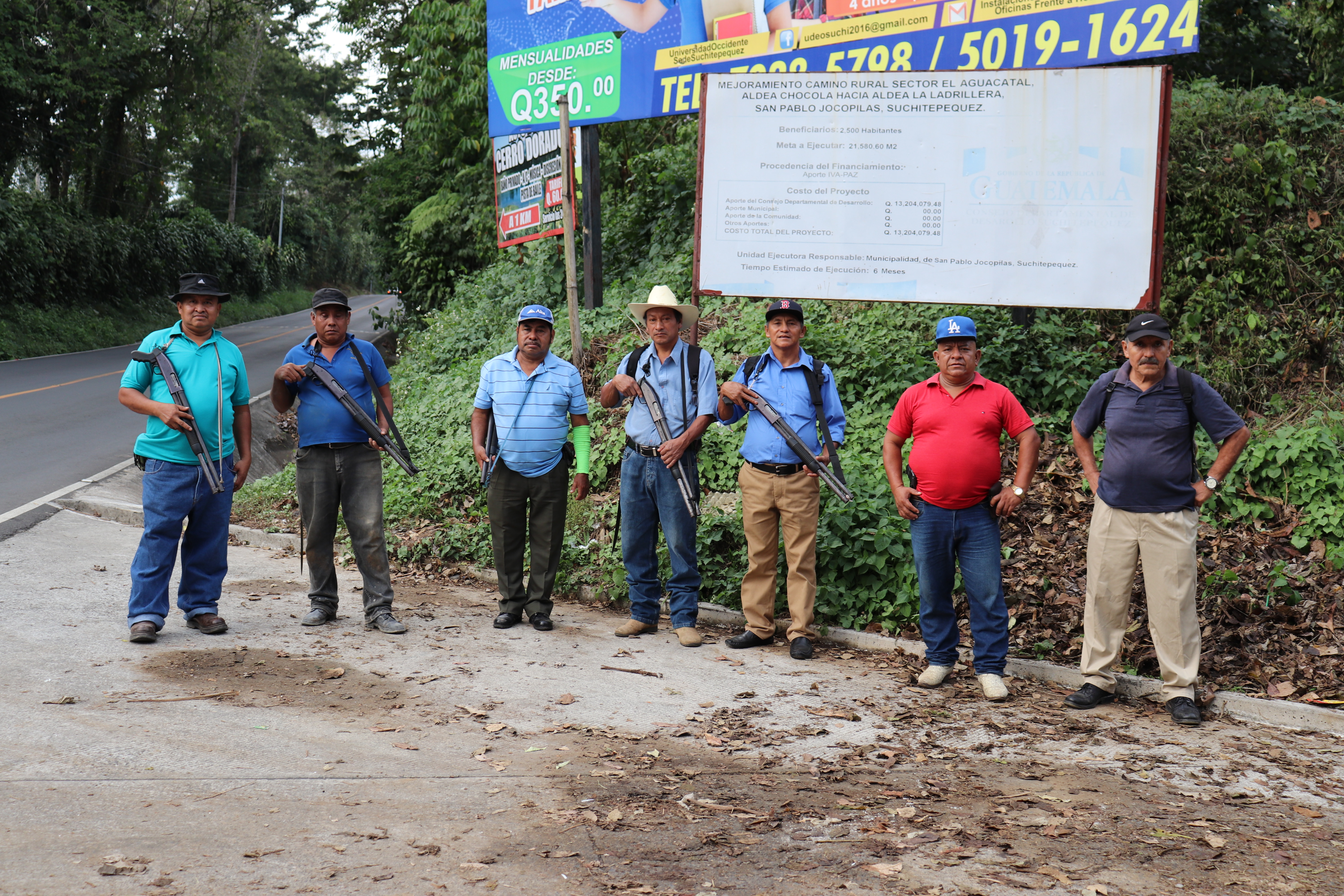 Once años tiene la junta de seguridad de San Pablo Jocopilas, Suchitepéquez, de patrullar el municipio. (Foto Prensa Libre: Marvin Túnchez) 