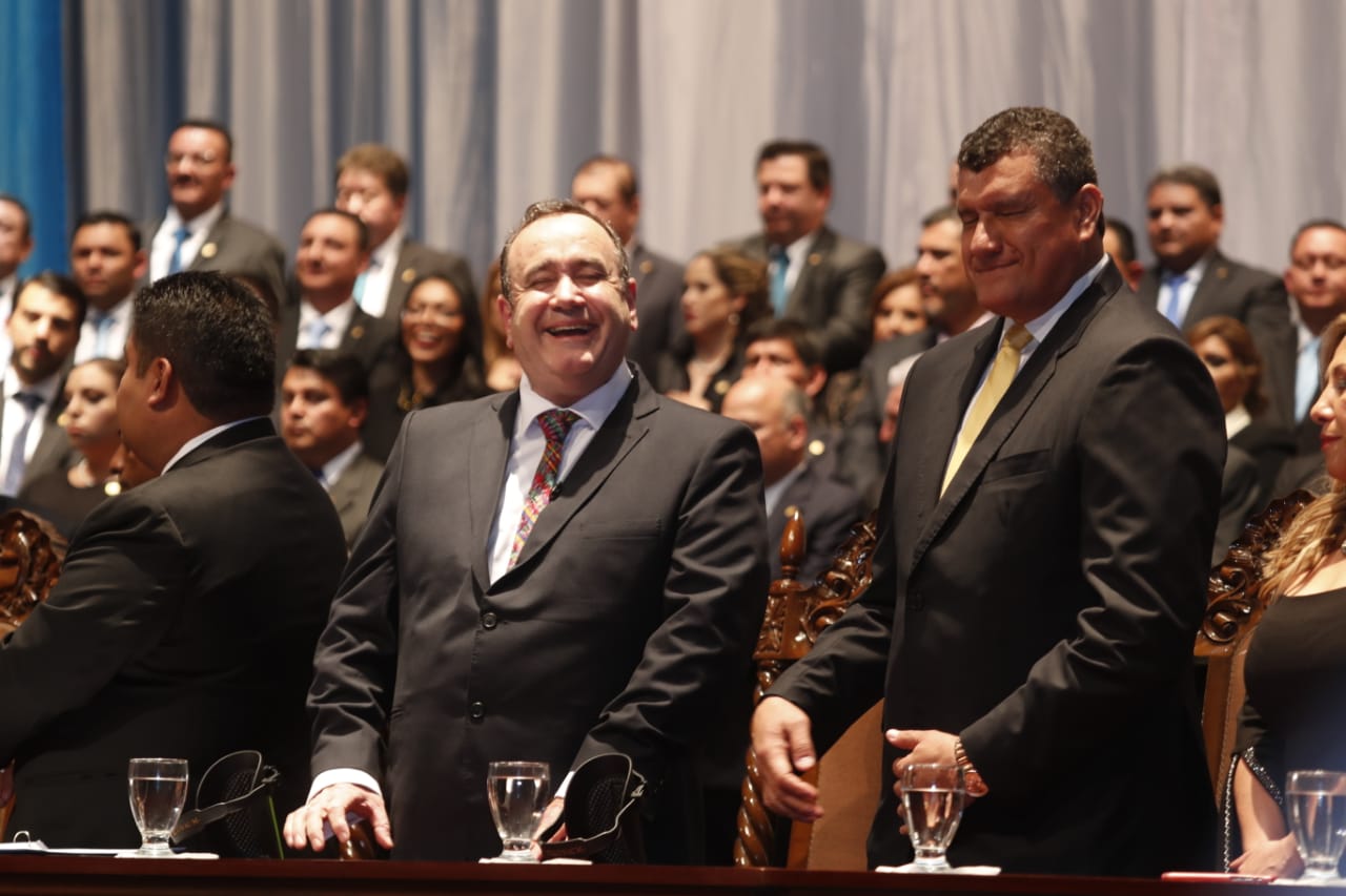 Alejandro Giammattei durante el evento de toma de posesión.  (Foto Prensa Libre: Esbin García). 