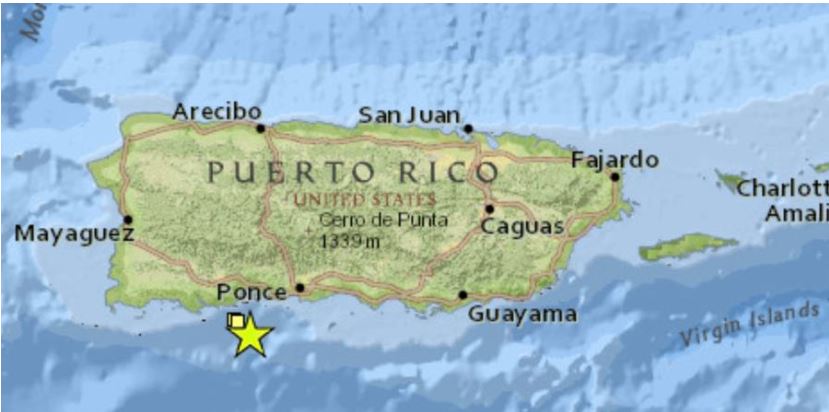 El temblor se reportó en el Sur de Guánica. (Foto Prensa Libre: Red Sísmica)