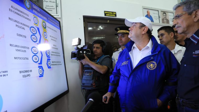 Presidente Alejandro Giammattei conoce resultados de los operativos del estado de Prevención en Chimaltenango. (Foto Prensa Libre: Presidencia)
