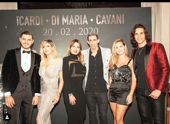 La fiesta de cumpleaños de Mauro Icardi, Ángel de María y Edison Cavani. (Foto Prensa Libre: Instagram de Icardi)