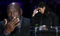 Michael Jordan y Vanessa Bryant en el tributo a Kobe Bryant. (Foto Prensa Libre: AFP).