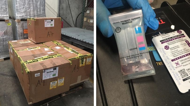 El MP tomó muestras de varios medicamentos que estaban resguardados en una bodega privada en el Aeropuerto Internacional La Aurora. (Foto Prensa Libre: MP)