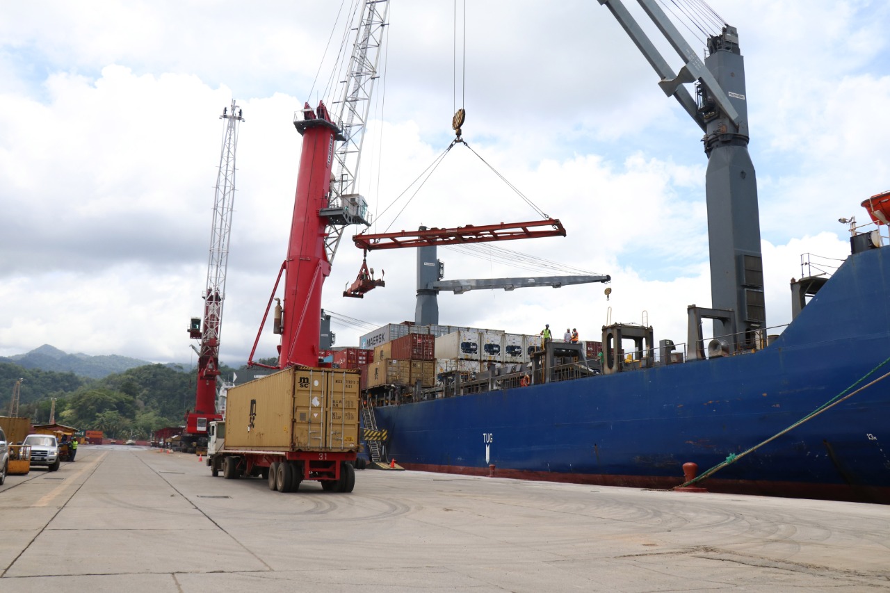 Los contenedores están siendo apilados en los puertos chinos por los estrictos controles sanitarios por el coronavirus y se proyecta una baja en el comercio con Guatemala en el segundo trimestre del año. (Foto Prensa Libre: Dony Stewart)