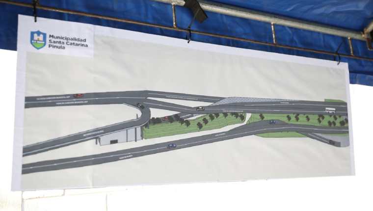 Plano del paso a desnivel que será construido entre Santa Catarina Pinula y la Ciudad de Guatemala. (Foto Prensa Libre: Cortesía Municipalidad de Guatemala).