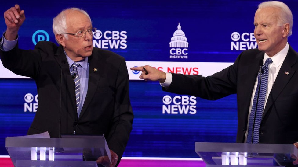 Bernie Sanders y Joe Biden se disputan la candidatura demócrata. GETTY IMAGES