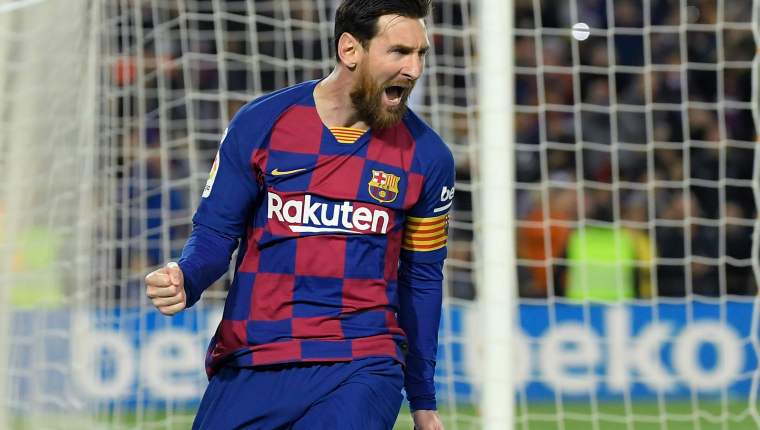 Lionel Messi en una de las fotos de los últimos juegos del club catalán antes del parón por el coronavirus (Photo by LLUIS GENE / AFP)