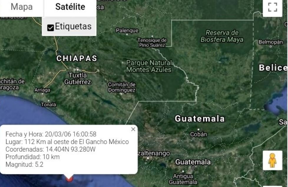 El epicentro del sismos fue en las costas de México. (Foto Prensa Libre: Conred). 