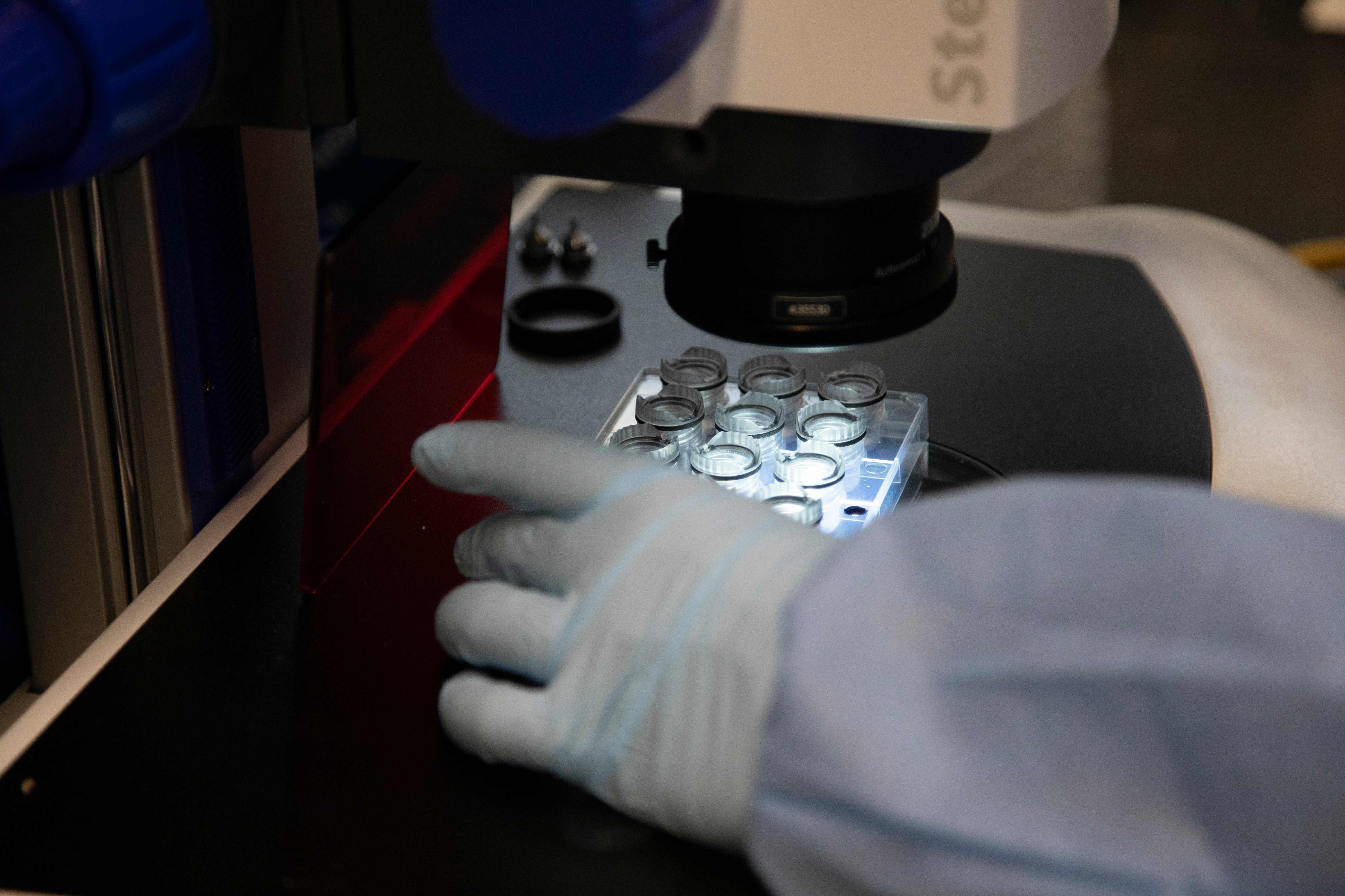 Investigadores de la rama de Enfermedades Infecciosas Emergentes del Instituto de Investigación del Ejército Walter Reed, realizando estudios para encontrar una solución para el coronavirus. (Foto Prensa Libre: AFP)