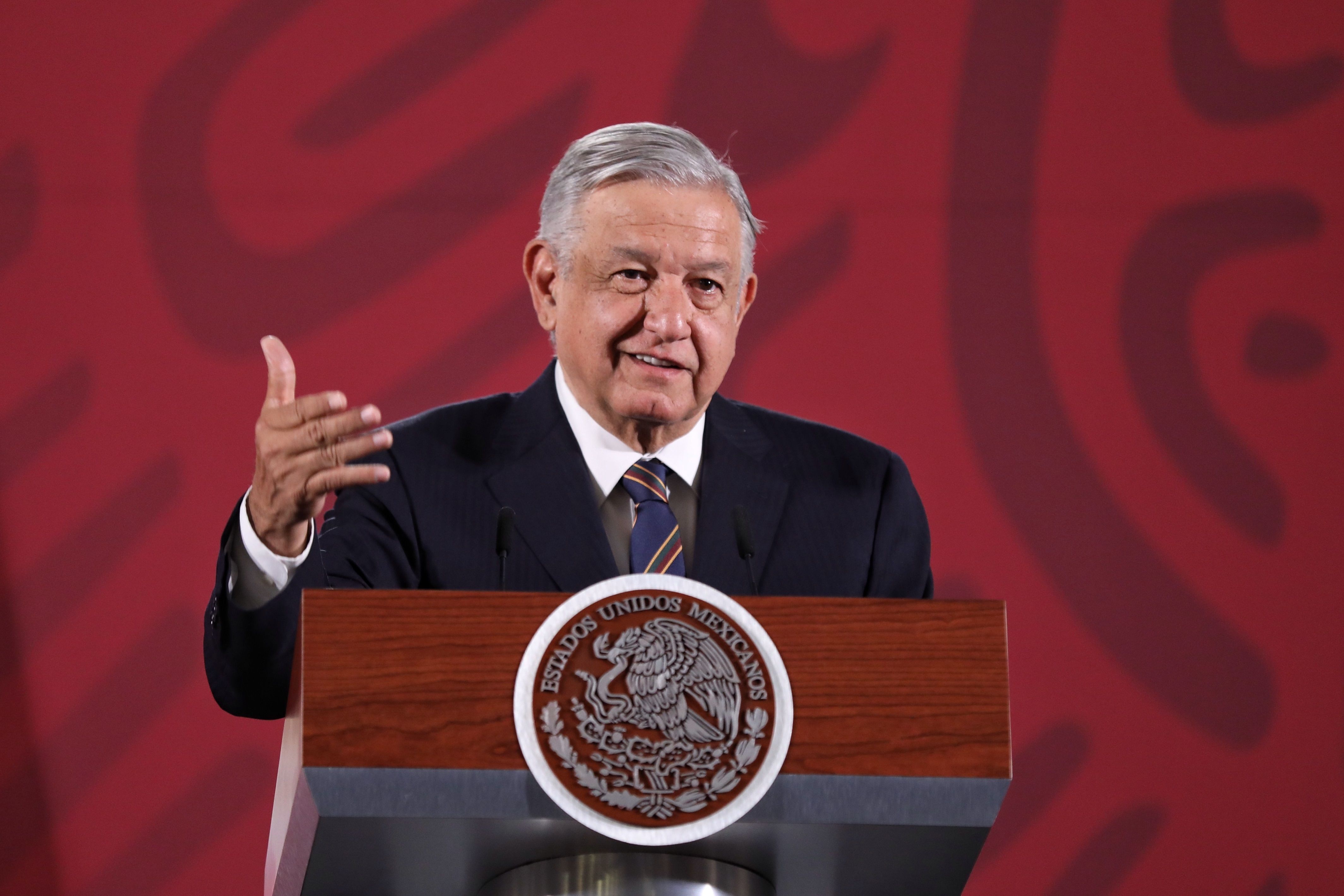 El presidente de México, Andrés Manuel López Obrador, durante una conferencia. (Foto Prensa Libre: EFE)