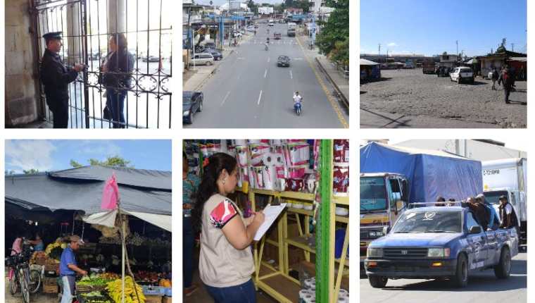 Calles sin personas,, comercios cerrados, poca afluencia vehícular, marcan el primer día de restricciones por la emergencia del Covid-19. (Foto Prensa Libre) 