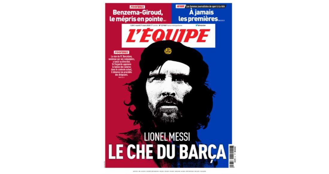 Esta es la portada de L'Equipe para el martes 31 de marzo. (Foto Prensa Libre: Twitter)