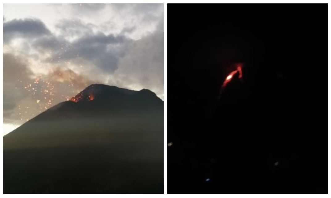 Imágenes del Volcán de Fuego tomadas desde el observatorio vulcanológico ubicado en aldea Panimaché. (Foto Prensa Libre: Insivumeh) 