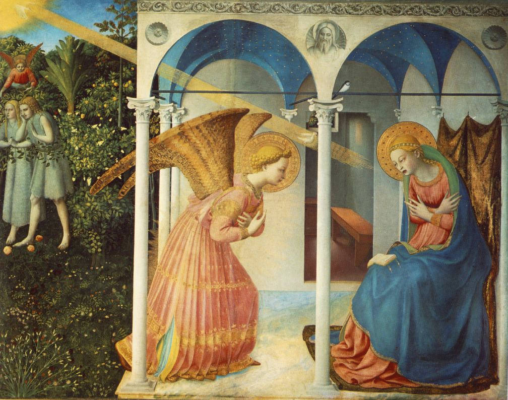 Los ángeles son comprendidos como mensajeros. La anunciación (1425-1426), de Fra Angelico. (Foto Prensa Libre: Hemeroteca PL)