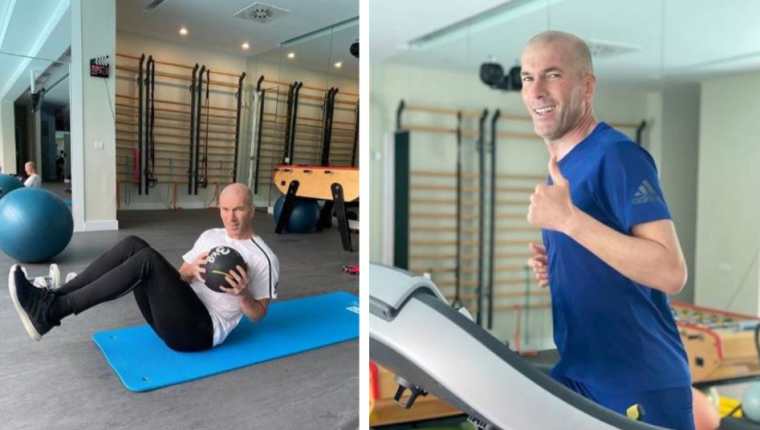 Zinedine Zidane, técnico del Real Madrid, durante su entrenamiento en casa. (Foto Prensa Libre: Instagram)