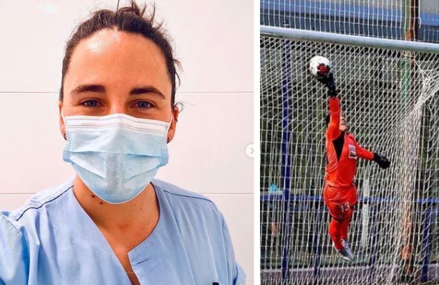 Oihana Aldai, portera española que trabaja como enfermera, para combatir el coronavirus. (Foto Prensa Libre: Instagram @oihanaaldai)