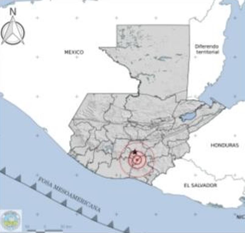 Ubicación del epicentro del temblor en Guatemala del 19 de abril, según Insivumeh.