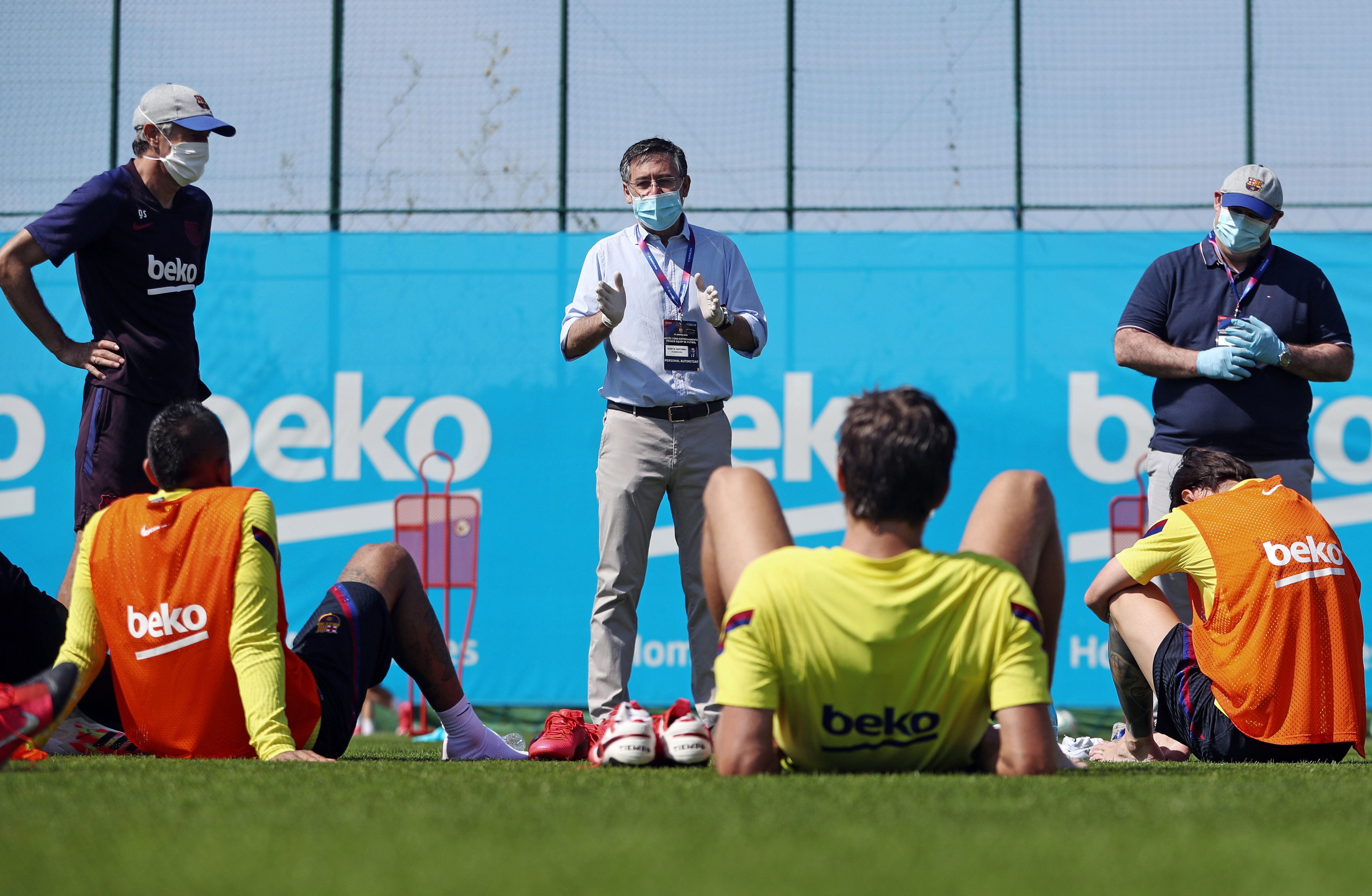 Fotografía de este sábado en el campamento del Barcelona. (Foto Prensa Libre: EFE)