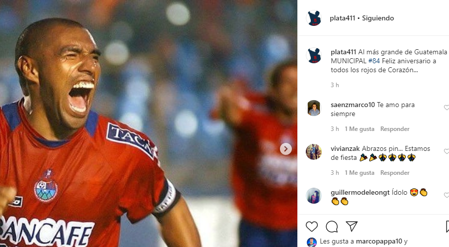 El Pin Plata es una de las grandes leyendas del equipo escarlata. (Foto Prensa Libre: Instagram JC Plata)