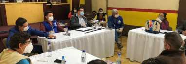 Reunión de Comité de Operaciones de Emergencia de Totonicapán. (Foto Prensa Libre: Hemeroteca PL) 