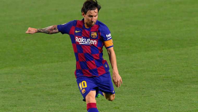 Lionel Messi jugando para el Barcelona en junio de 2020. Foto Prensa Libre (AFP)