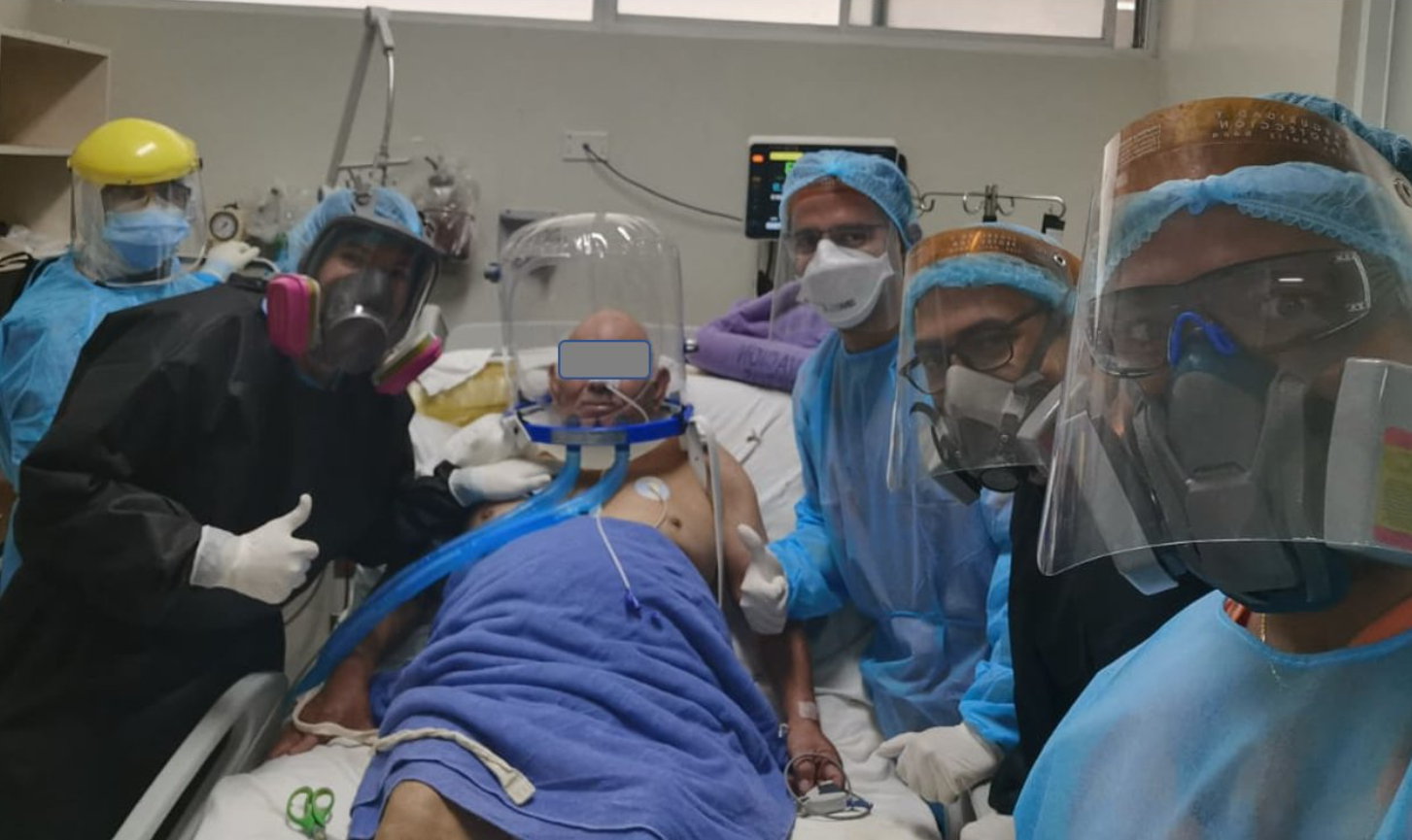 Equipo que utiliza el personal médico del Hospital Roosevelt. (Foto Prensa Libre: Cortesía Dr. Edwin Asturias)  