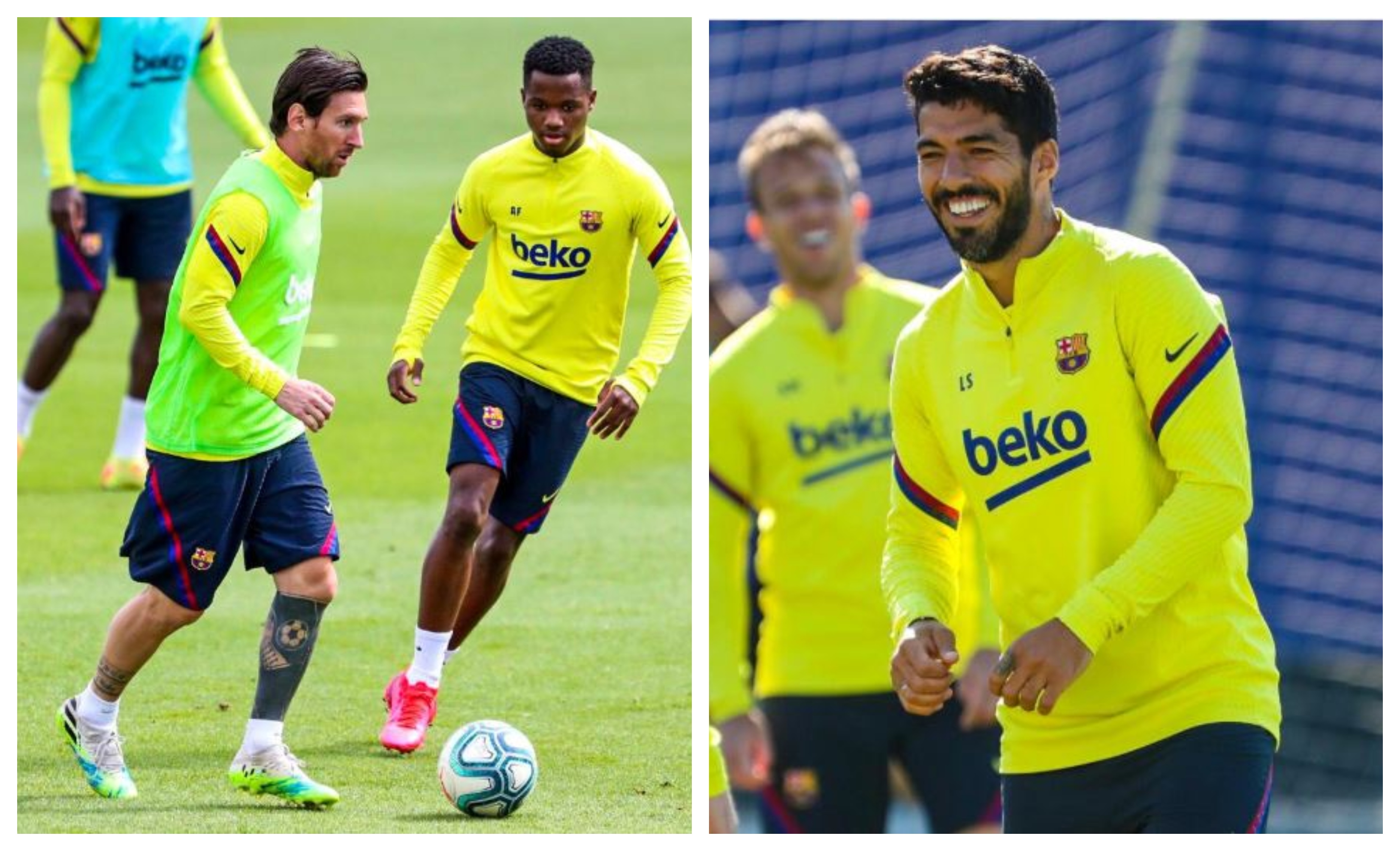 Lionel Messi y Luis Suárez estarán disponibles para jugar en el regreso de la Liga española. (Foto Prensa Libre: Twitter FC Barcelona)