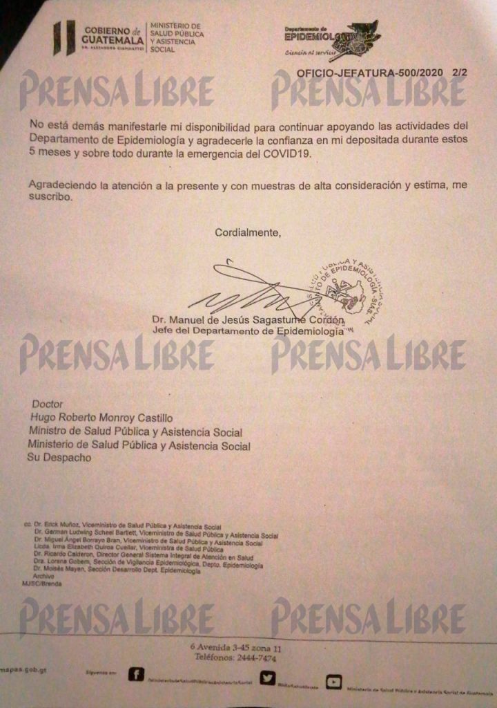 Coronavirus: Renuncia jefe de epidemiología y evidencia que Ministro de Salud ocultó datos