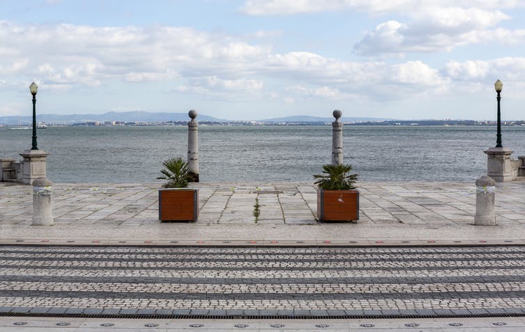 Cais das Colunas (Lisboa) durante el confinamiento. (Foto Prensa Libre: Íñigo Sánchez-Fuarros, CC BY-NC-ND)