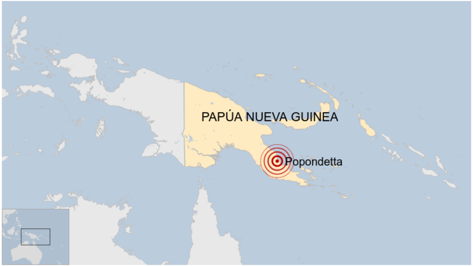 El epicentro se registró cerca de Popondetta, en el sureste de Papúa Nueva Guinea.
