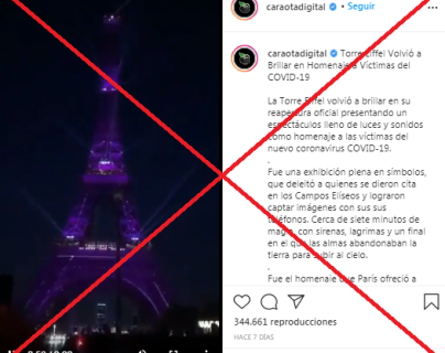 Verificamos por usted: este espectáculo en la Torre Eiffel es de 2019 y no muestra un homenaje a las víctimas de covid-19
