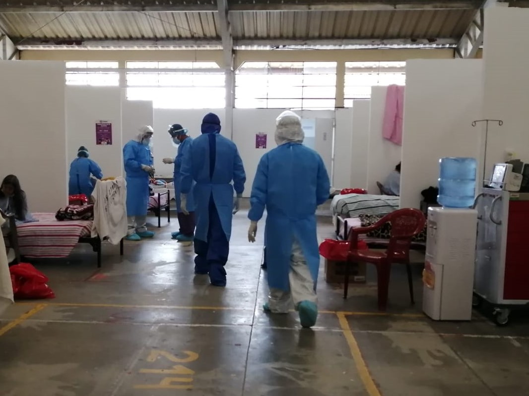 El Hospital Temporal de Quetzaltenango ahora atiende a pacientes moderados y graves. (Foto Prensa Libre: Cortesía)