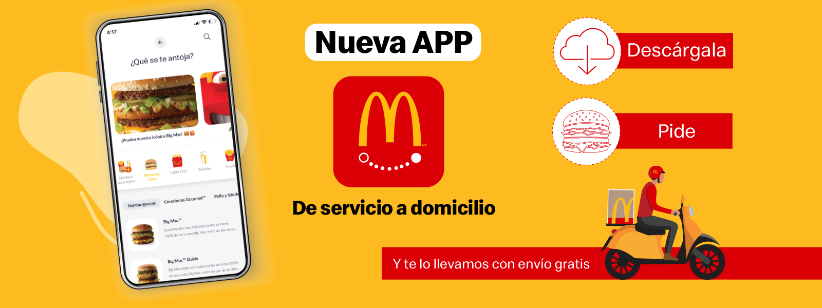 McDonald´s lanzó su nueva App Express para servicio a domicilio. Foto Prensa Libre: Cortesía