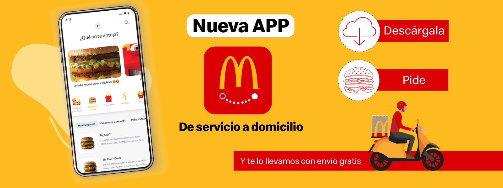 McDonald´s lanzó su nueva App Express para servicio a domicilio. (Foto Prensa Libre: cortesía McDonald's)