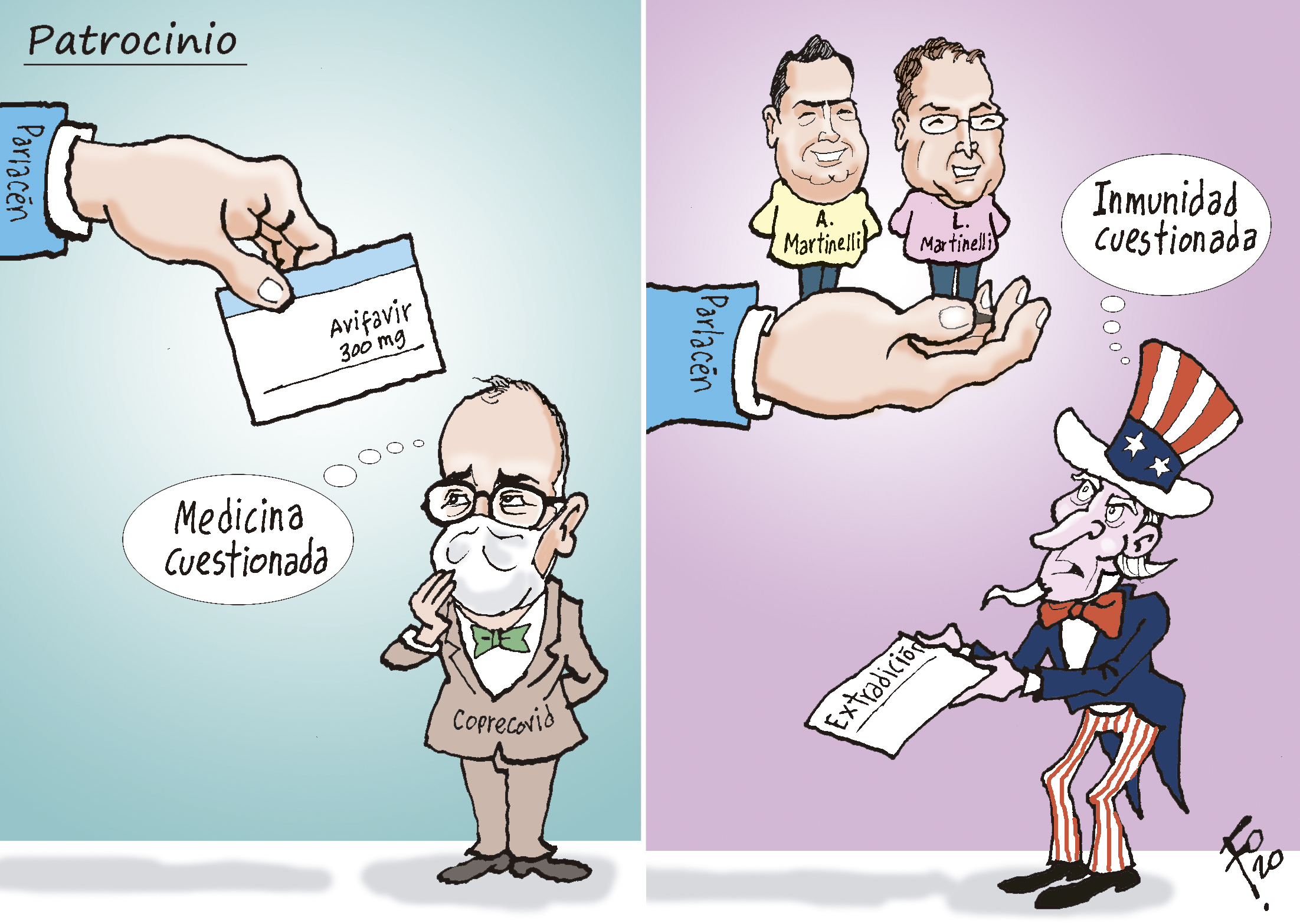 Personajes: Edwin Asturias, Luis y Alberto Martinelli.