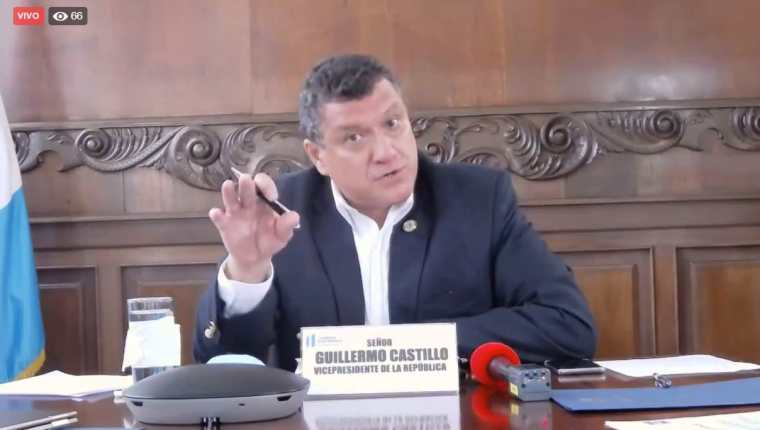El vicepresidente Guillermo Castillo, participó en una conferencia virtual acerca de Propuestas para el Desarrollo de Guatemala poscovid-19. (Foto, Prensa Libre: captura de pantalla conferencia del Cien).