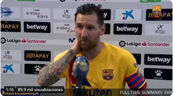 Lionel Messi habló al final del partido del Barcelona frente al Alvés. 